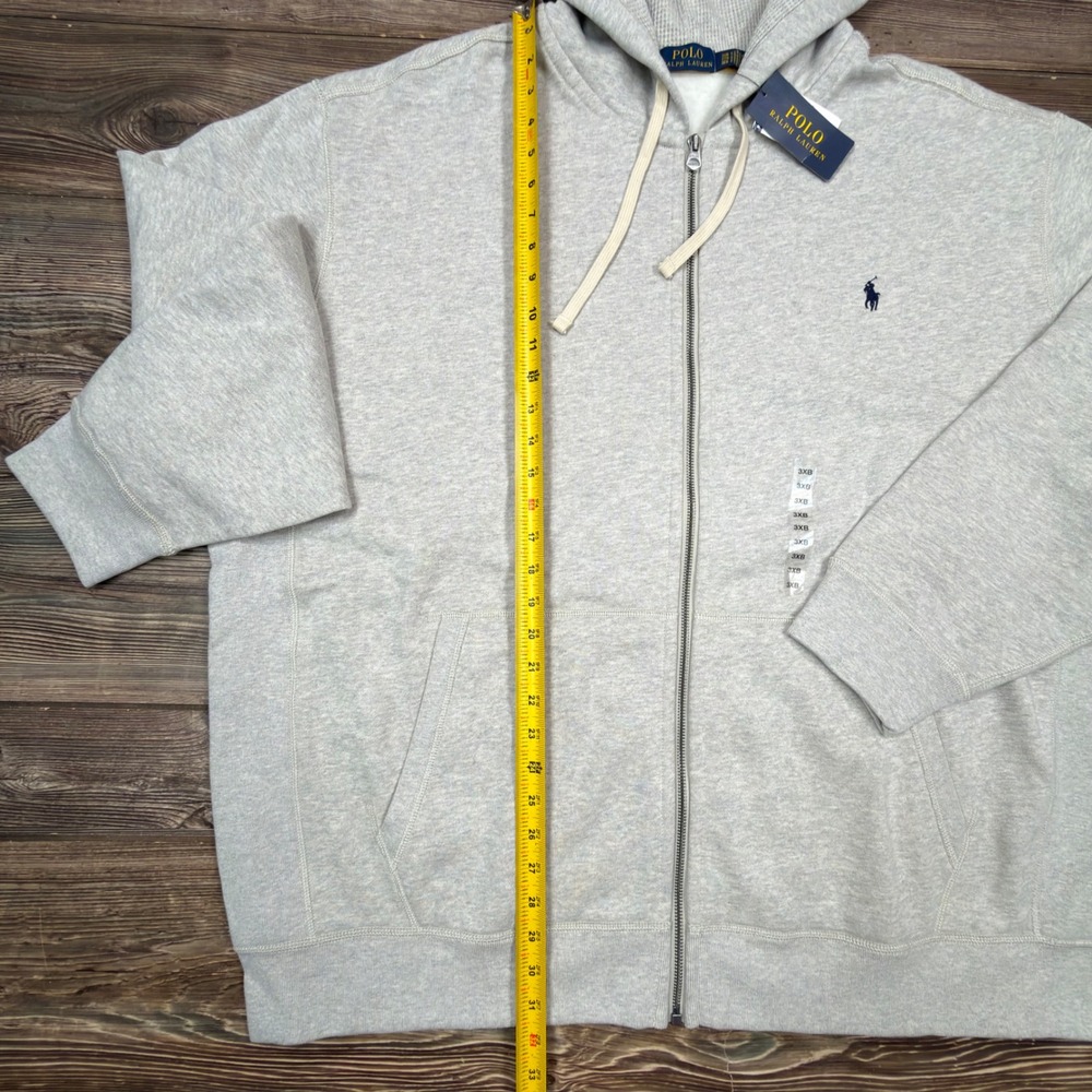 Polo Ralph Lauren Mens 3XB Zip Hoodie Grey Heather Fleece Waffle Lined NWT - Picture 3 of 10
